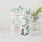 Panda Beer Bamboo Baby shower Uitnodiging (Staand voorkant)