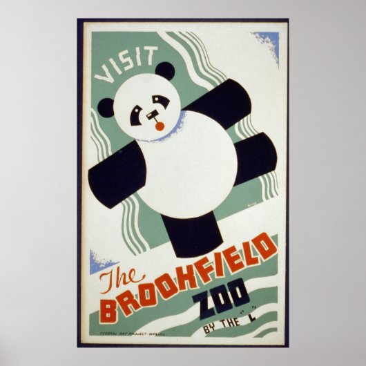 Panda Beer Bezoek de Brookfield Zoo WPA Poster (Voorkant)