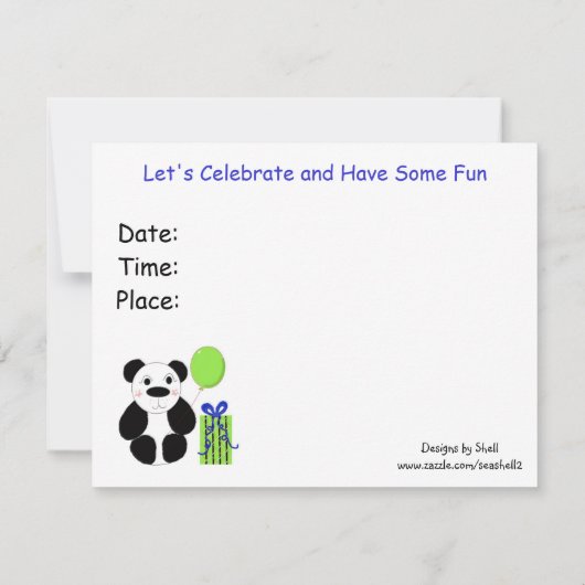 Panda Beer Birthday Uitnodiging (Achterkant)