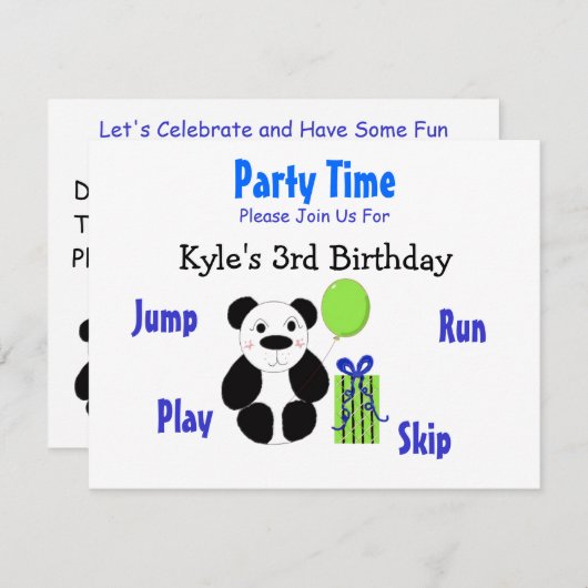 Panda Beer Birthday Uitnodiging (Voorkant / Achterkant)