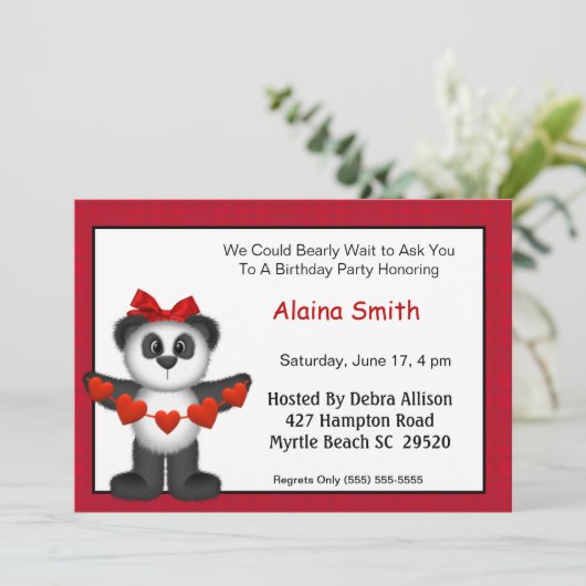 Panda Beer Birthday Uitnodiging (Staand voorkant)