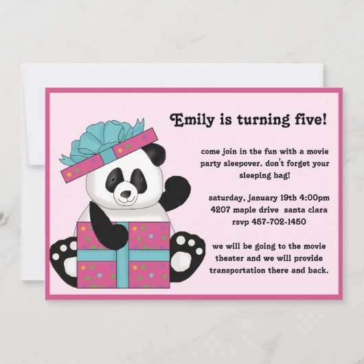 Panda Beer Birthday Uitnodiging (Voorkant)