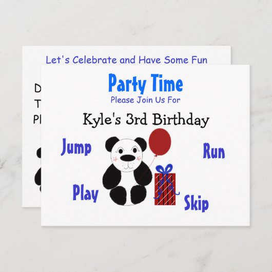 Panda Beer Birthday Uitnodiging (Voorkant / Achterkant)