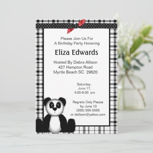 Panda Beer Birthday Uitnodiging (Staand voorkant)