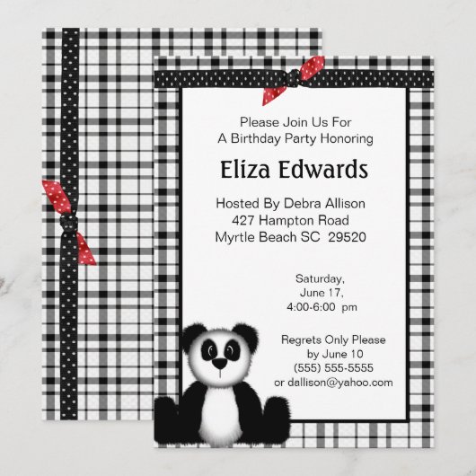 Panda Beer Birthday Uitnodiging (Voorkant / Achterkant)