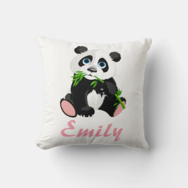 Panda Beer Black en White Green Bamboo Name Kussen