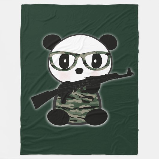 Panda Beer Blanket - Militair Panda Beer dat wordt Fleece Deken (Voorkant)