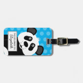 Panda Beer Blauwe Kinderen Cute Dier Bagagelabel (Voorkant horizontaal)