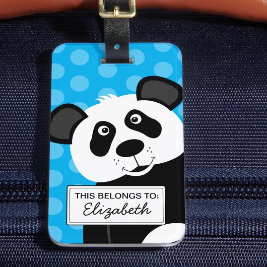 Panda Beer Blauwe Kinderen Cute Dier Bagagelabel