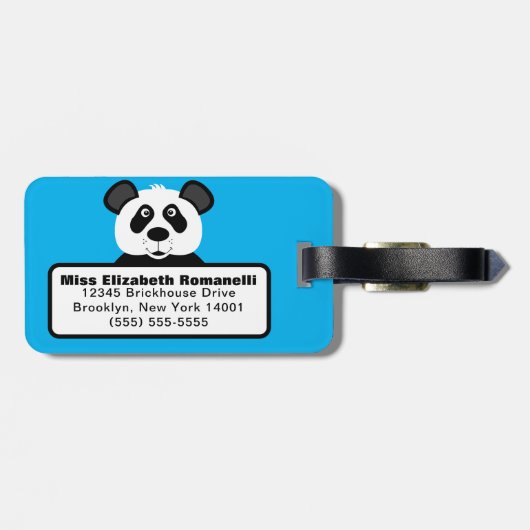 Panda Beer Blue Kinder Cute Animal Bagagelabel (Achterkant horizontaal)