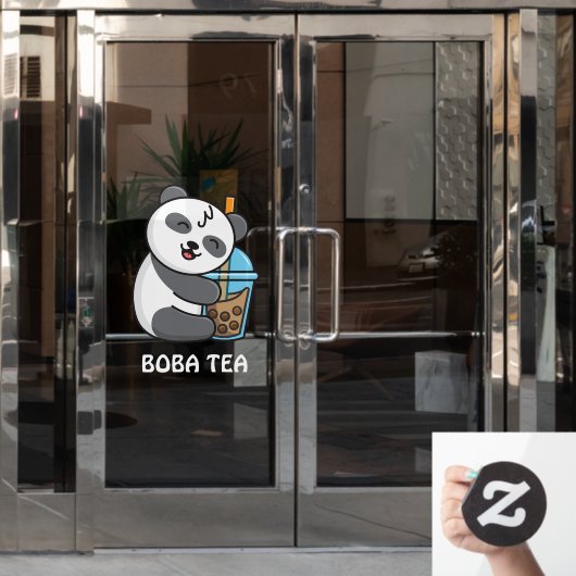 Panda Beer Boba Tea Bubble Drink Advertisement Raamsticker (Kantoordeur)