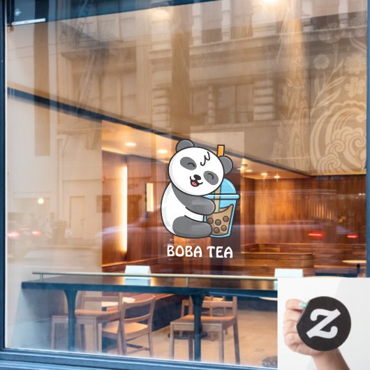 Panda Beer Boba Thee Bubble Drink Advertentie Raamsticker (Cafe Raam)