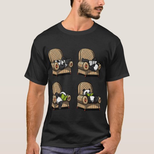 Panda Beer Boek Leeshoudingen T-shirt (Voorkant)
