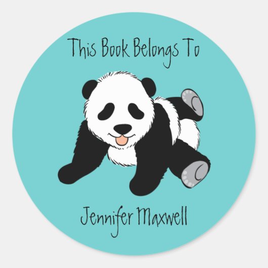 Panda Beer Bookplate Ronde Sticker (Voorkant)