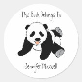 Panda Beer Bookplate Ronde Sticker (Voorkant)