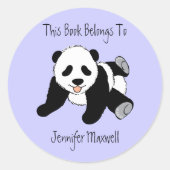 Panda Beer Bookplate Ronde Sticker (Voorkant)
