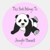 Panda Beer Bookplate Ronde Sticker (Voorkant)