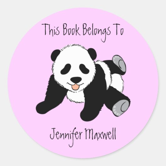 Panda Beer Bookplate Ronde Sticker (Voorkant)