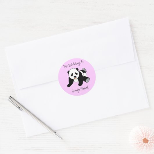 Panda Beer Bookplate Ronde Sticker (Envelop)