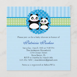 Panda Beer Boy Baby shower Uitnodiging