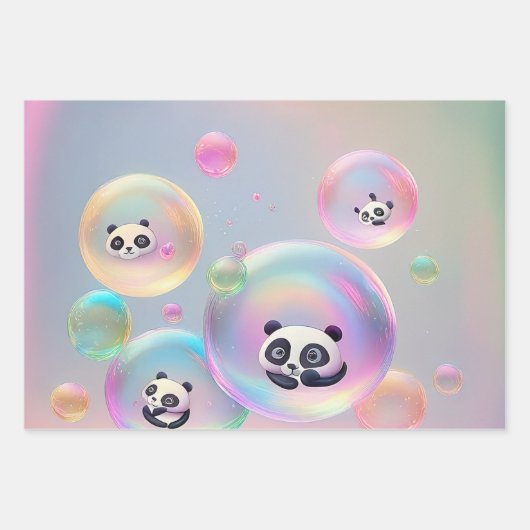 Panda Beer Bubbles Inpakpapier Vel (Voorkant)