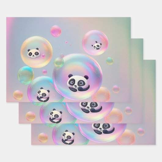 Panda Beer Bubbles Inpakpapier Vel (Set)
