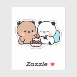 Panda beer, bubu en dudu eten aardbeien sticker