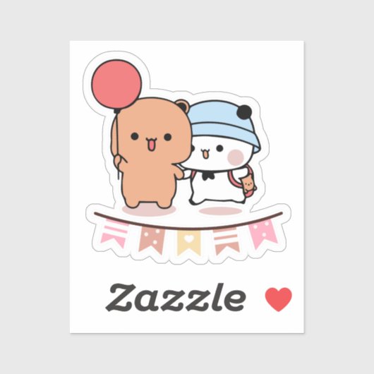 PANDA BEER, bubu en dudu knuffels houden van ballo Sticker (Vel)
