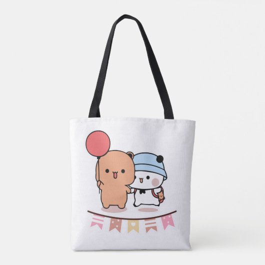 PANDA BEER, bubu en dudu knuffels liefde ballon Tote Bag (Achterkant)