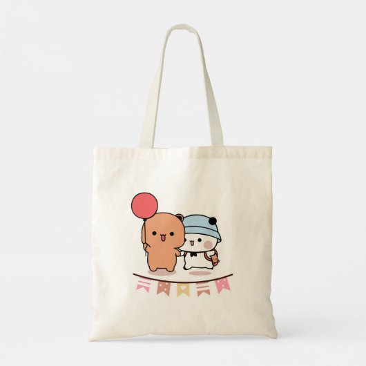 PANDA BEER, bubu en dudu knuffels liefde ballon Tote Bag (Achterkant)