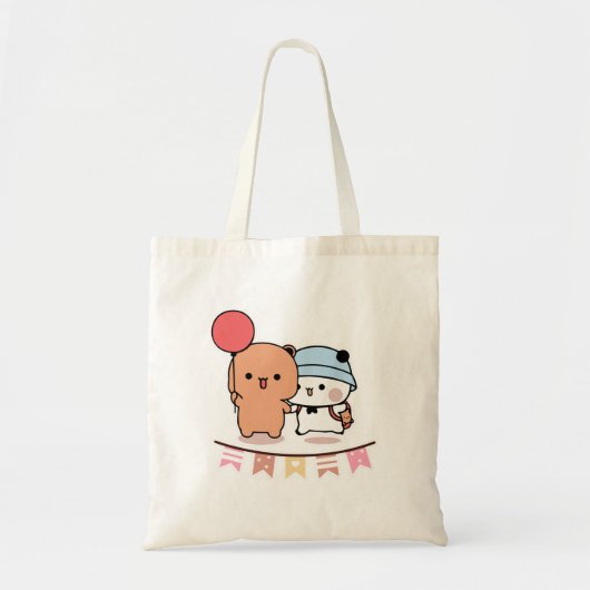 PANDA BEER, bubu en dudu knuffels liefde ballon Tote Bag (Voorkant)