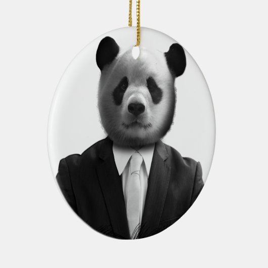 Panda Beer Business Suit Keramisch Ornament (Rechts)
