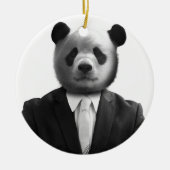 Panda Beer Business Suit Keramisch Ornament (Voorkant)