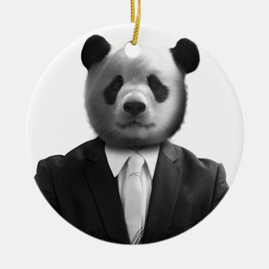 Panda Beer Business Suit Keramisch Ornament (Voorkant)