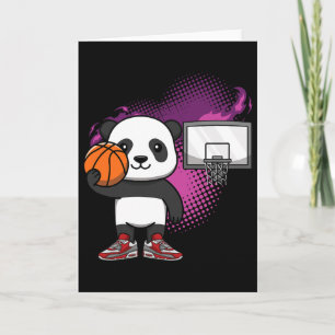 Panda Beer Bysketbyll Speler Dierenvriend Hoops Dr Kaart