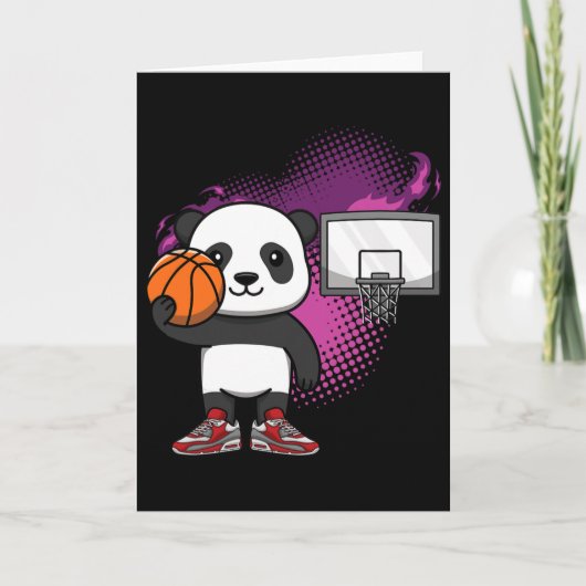 Panda Beer Bysketbyll Speler Dierenvriend Hoops Dr Kaart (Voorkant)