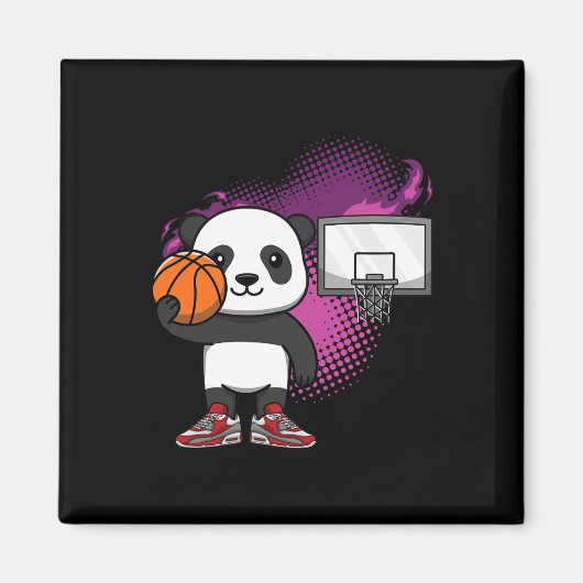 Panda Beer Bysketbyll Speler Dierenvriend Hoops Dr Magneet (Voorkant)