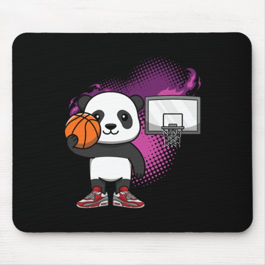 Panda Beer Bysketbyll Speler Dierenvriend Hoops Dr Muismat (Voorkant)