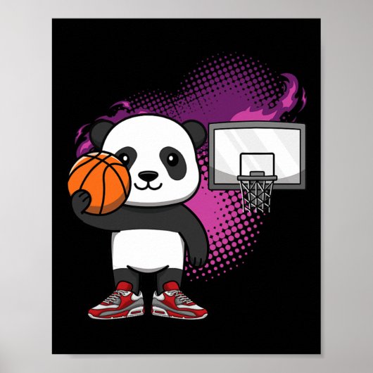 Panda Beer Bysketbyll Speler Dierenvriend Hoops Dr Poster (Voorkant)
