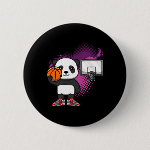 Panda Beer Bysketbyll Speler Dierenvriend Hoops Dr Ronde Button 5,7 Cm