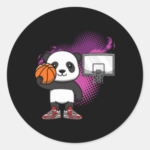 Panda Beer Bysketbyll Speler Dierenvriend Hoops Dr Ronde Sticker
