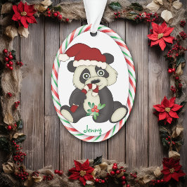 Panda Beer Candy Cane Lijst Ornament