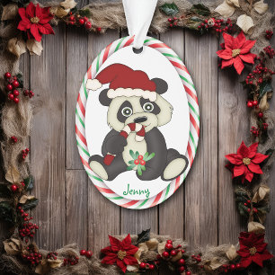 Panda Beer Candy Cane Lijst Ornament