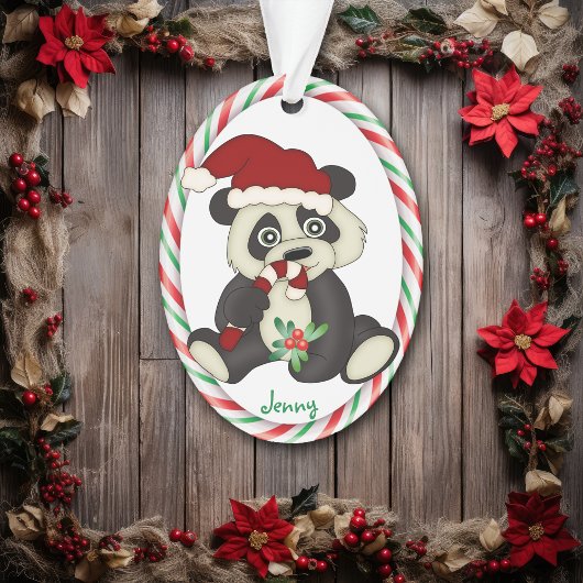 Panda Beer Candy Cane Lijst Ornament
