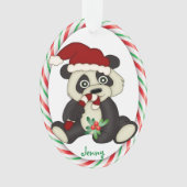 Panda Beer Candy Cane Lijst Ornament (voorkant)