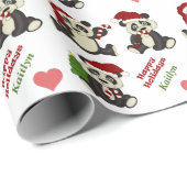 Panda Beer Candy Cane Personalized Cadeaupapier (Rol Hoek)