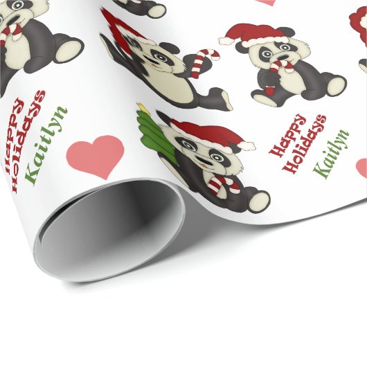 Panda Beer Candy Cane Personalized Cadeaupapier (Rol Hoek)