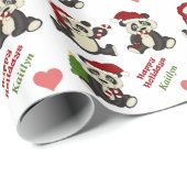 Panda Beer Candy Cane Personalized Cadeaupapier (Rol Hoek)