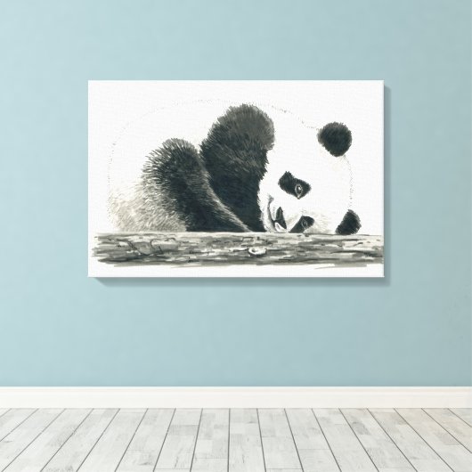 Panda beer canvas afdruk (Insitu (Houten vloer))
