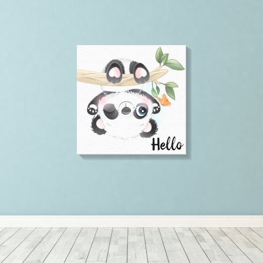 Panda Beer Canvas afdrukken (Insitu (Houten vloer))